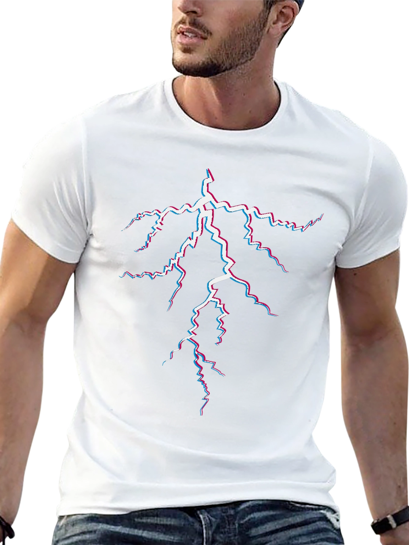 Electric Lightning Bolt Graphic Tee - Black