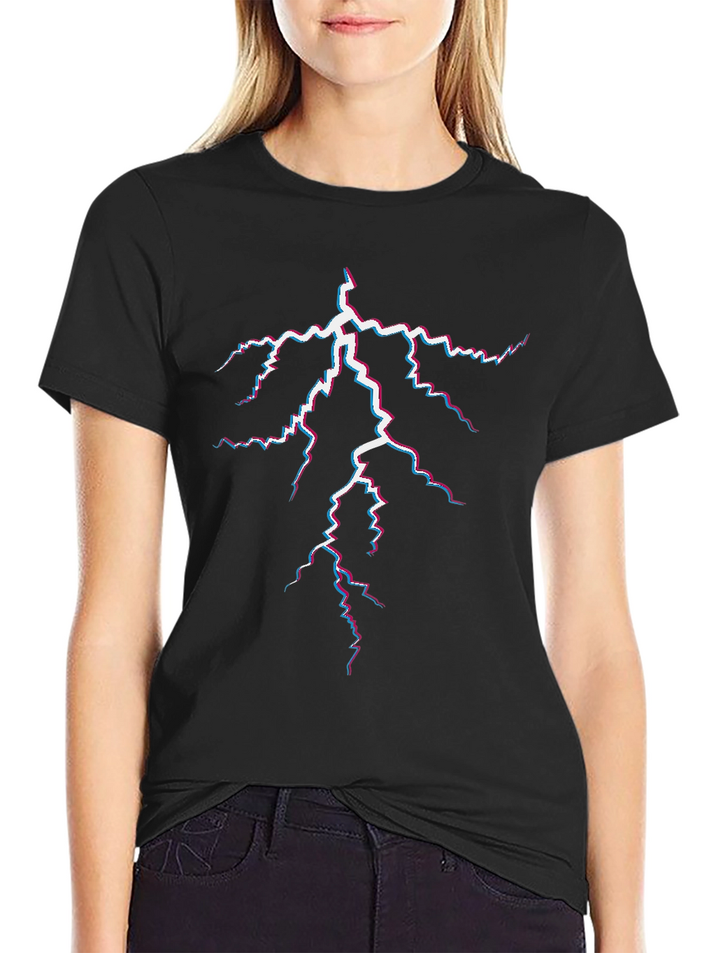 Electric Lightning Bolt Graphic Tee - Black