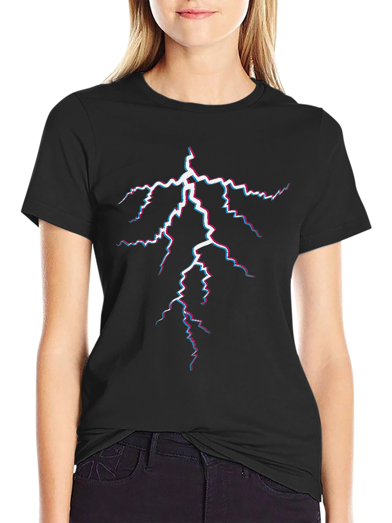 Electric Lightning Bolt Graphic Tee - Black