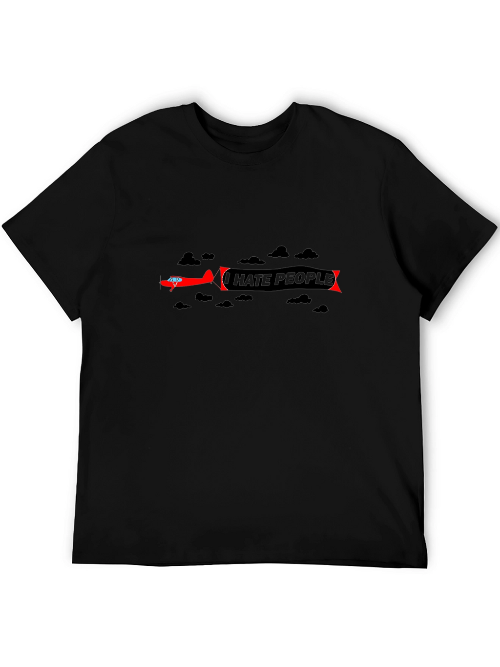 I Hate People Airplane T-Shirt - Black