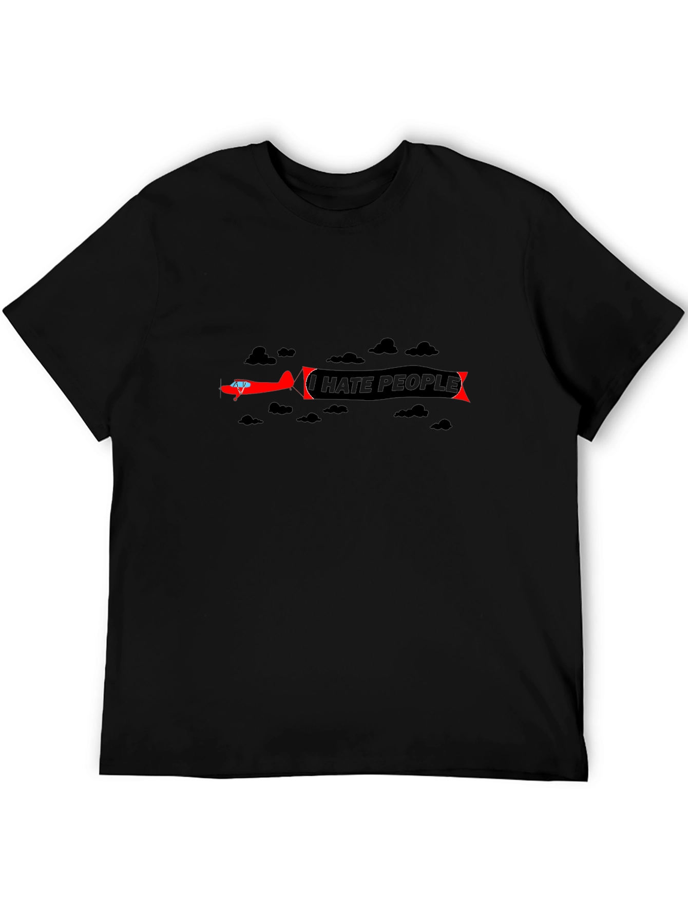 I Hate People Airplane T-Shirt - Black
