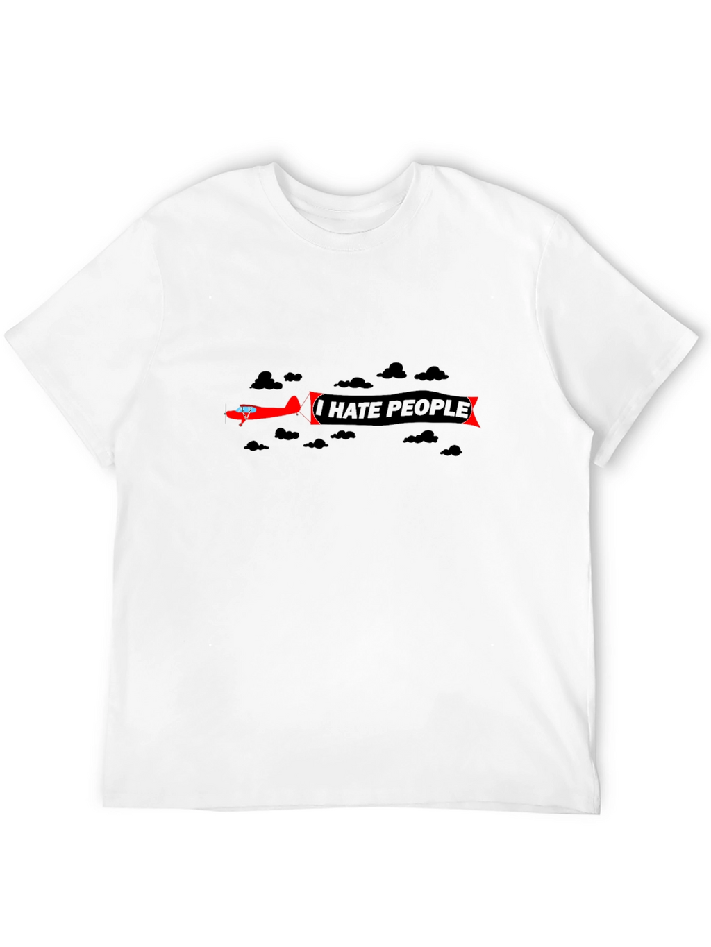 I Hate People Airplane T-Shirt - Black
