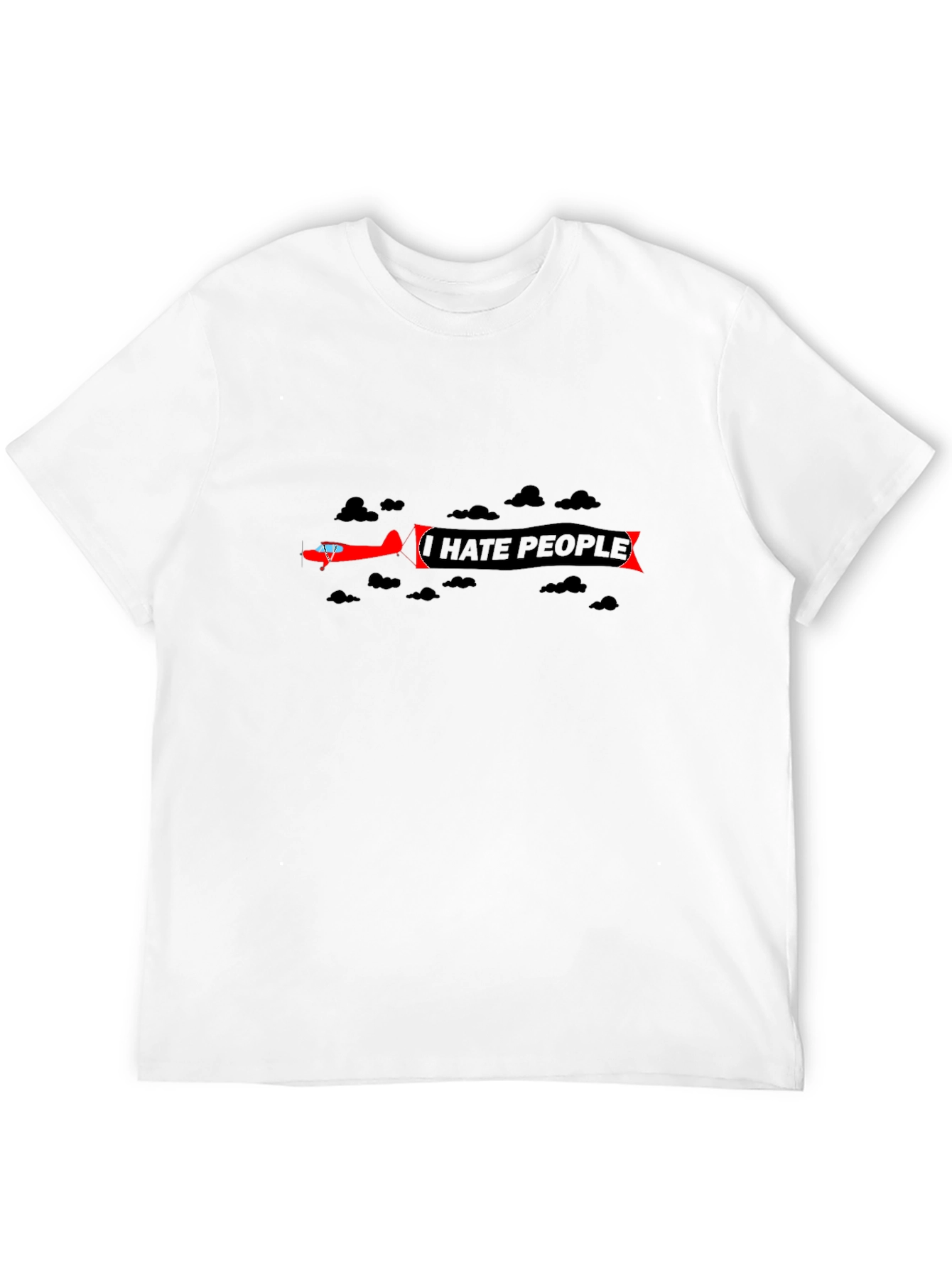 I Hate People Airplane T-Shirt - Black