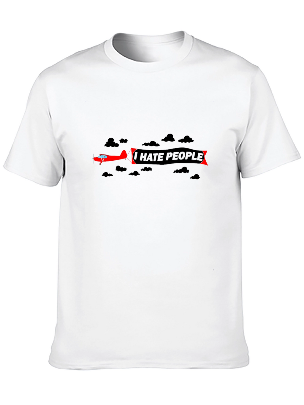 I Hate People Airplane T-Shirt - Black