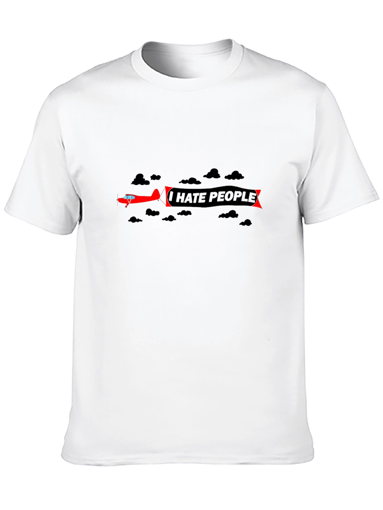 I Hate People Airplane T-Shirt - Black