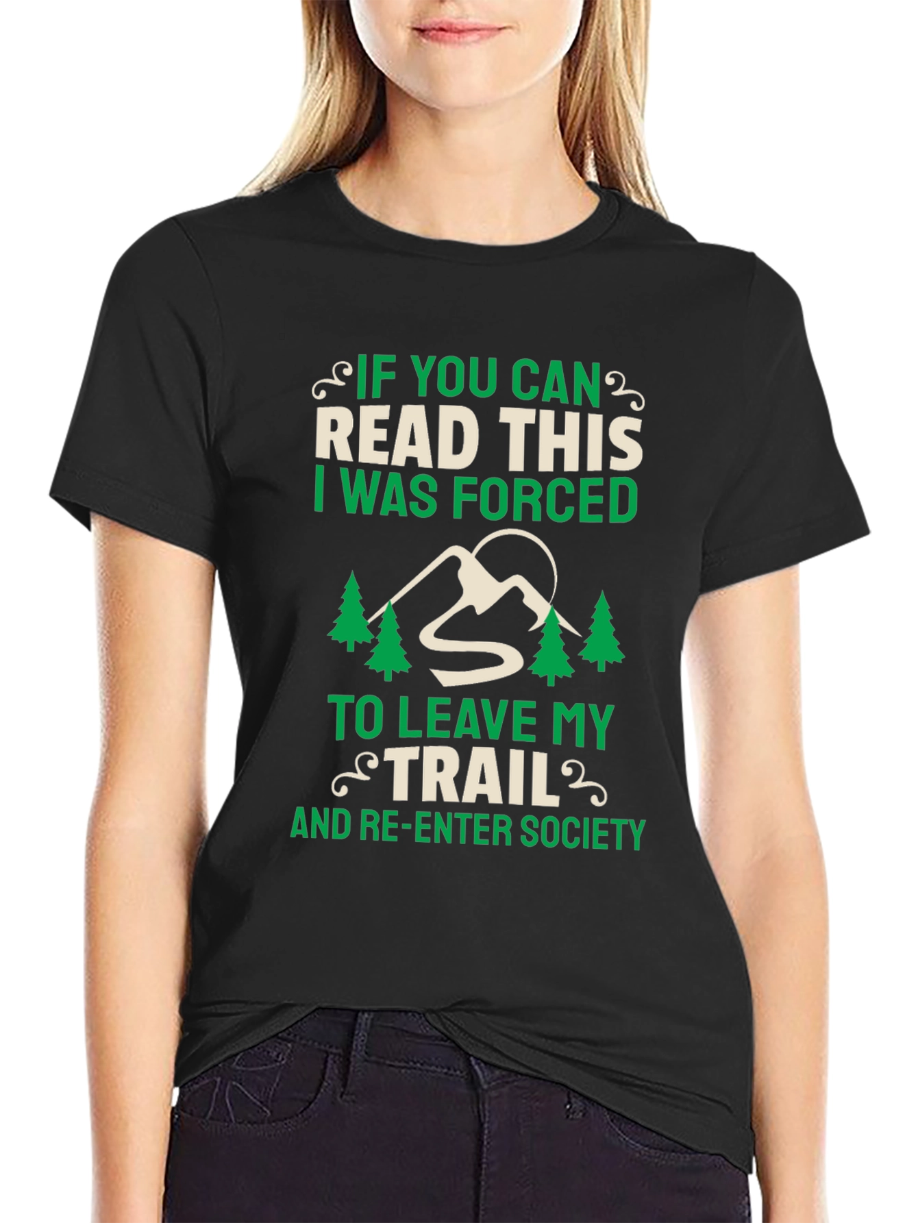 Hiking Trail Humor T-Shirt - Forced to Re-Enter Society Tee