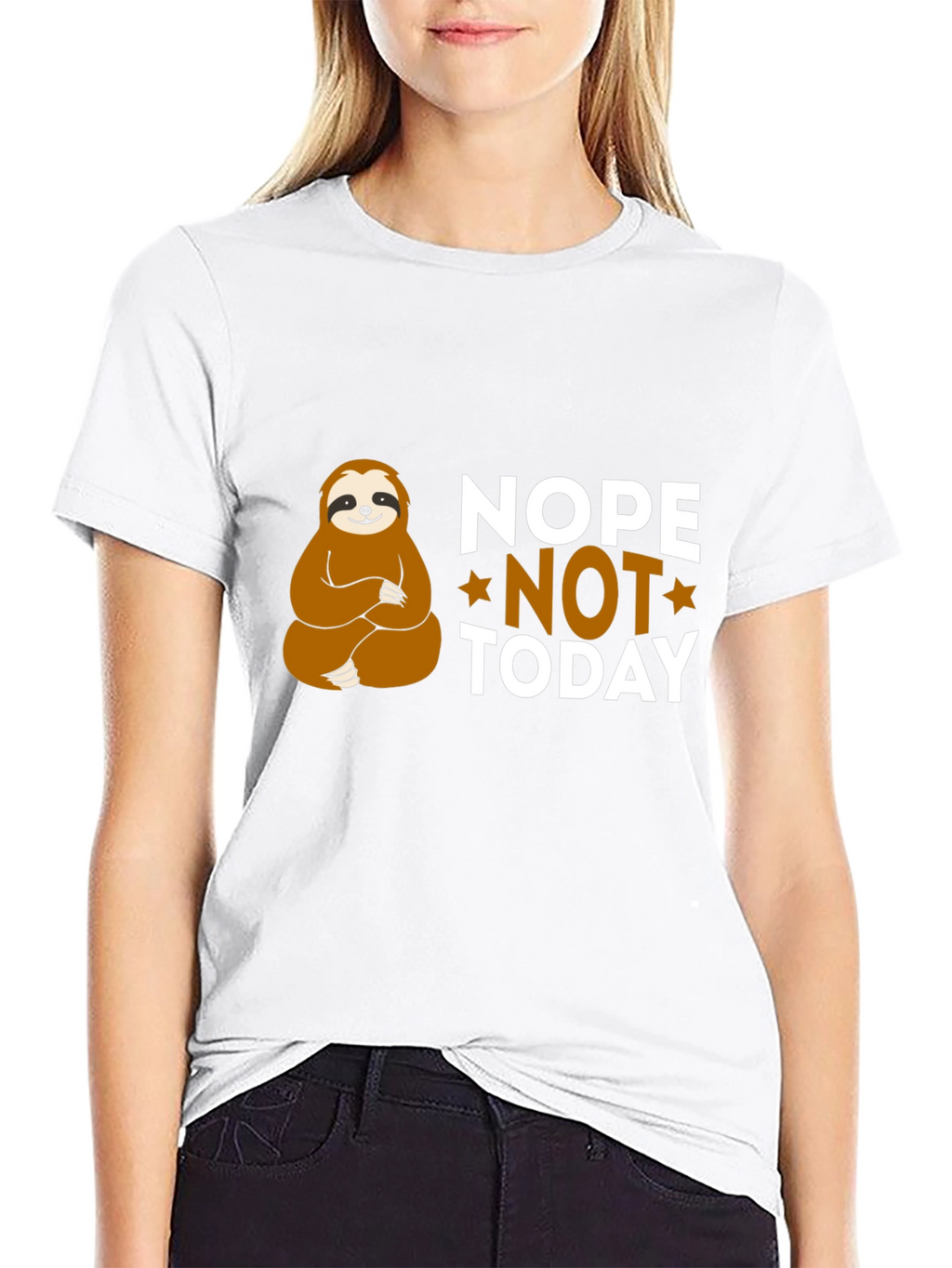 Nope Not Today Sloth Graphic T-Shirt - Relaxed Fit