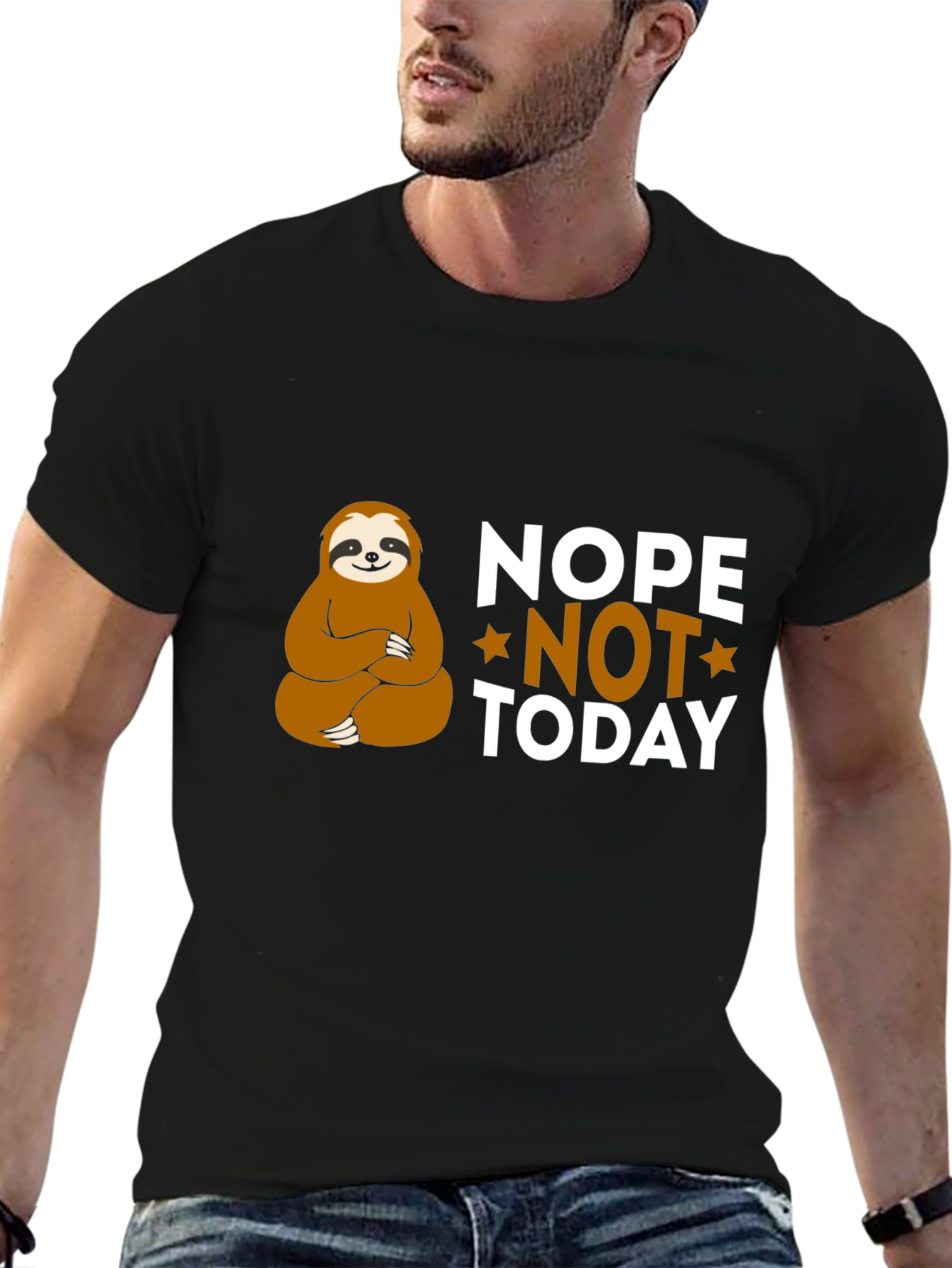 Nope Not Today Sloth Graphic T-Shirt - Relaxed Fit