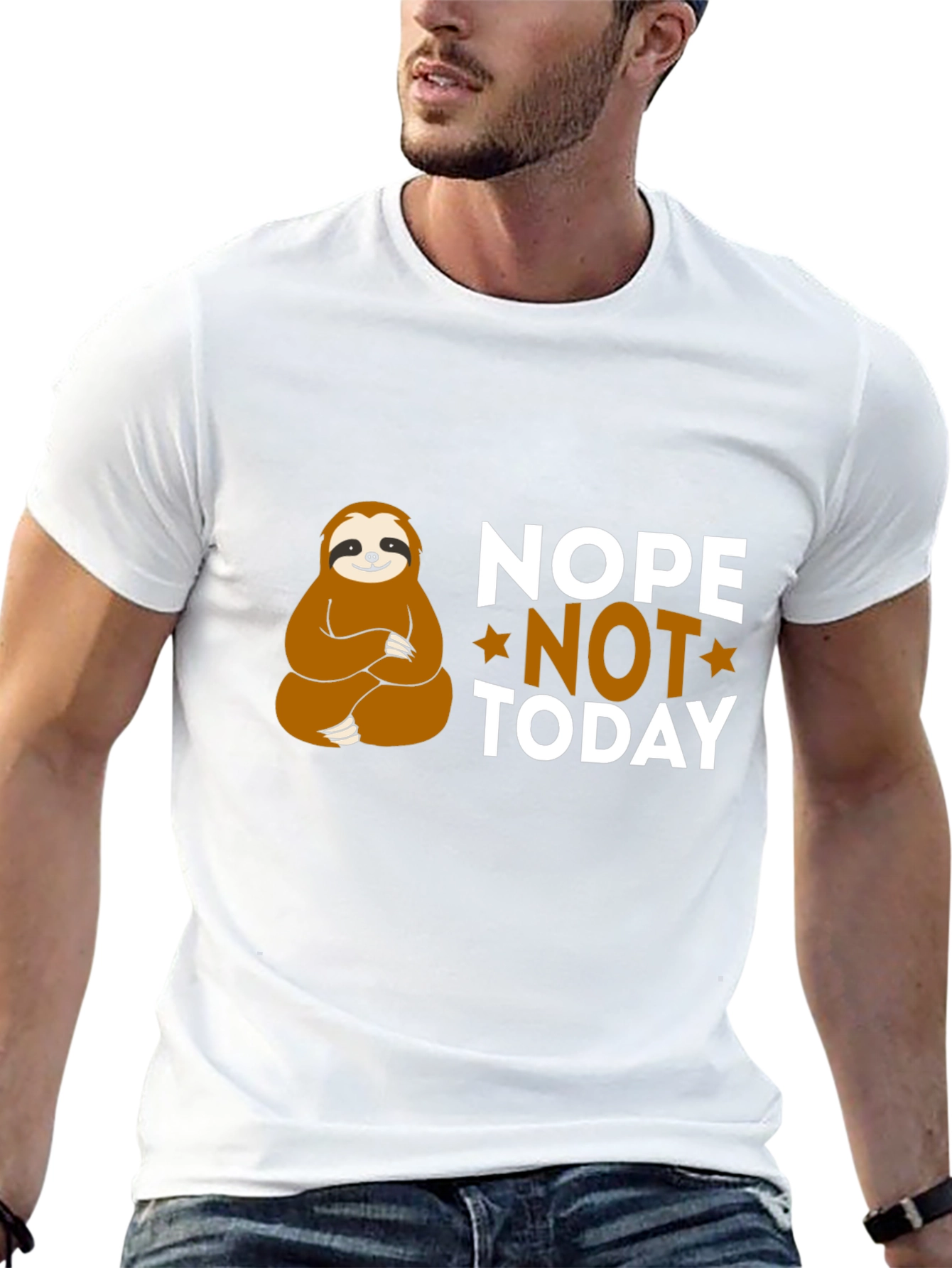 Nope Not Today Sloth Graphic T-Shirt - Relaxed Fit