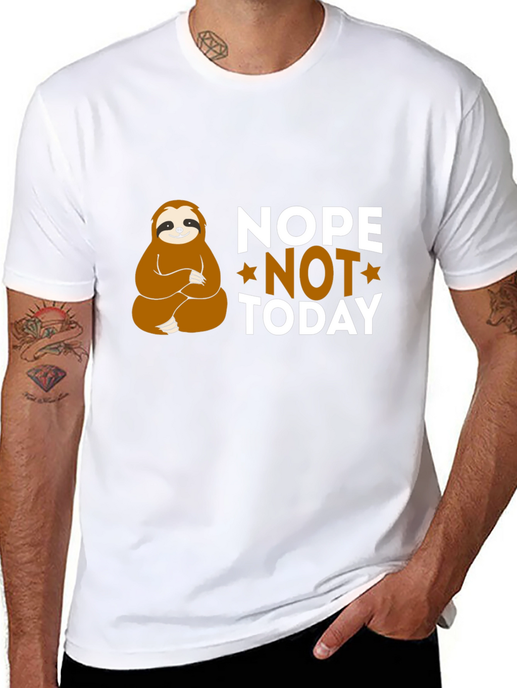 Nope Not Today Sloth Graphic T-Shirt - Relaxed Fit