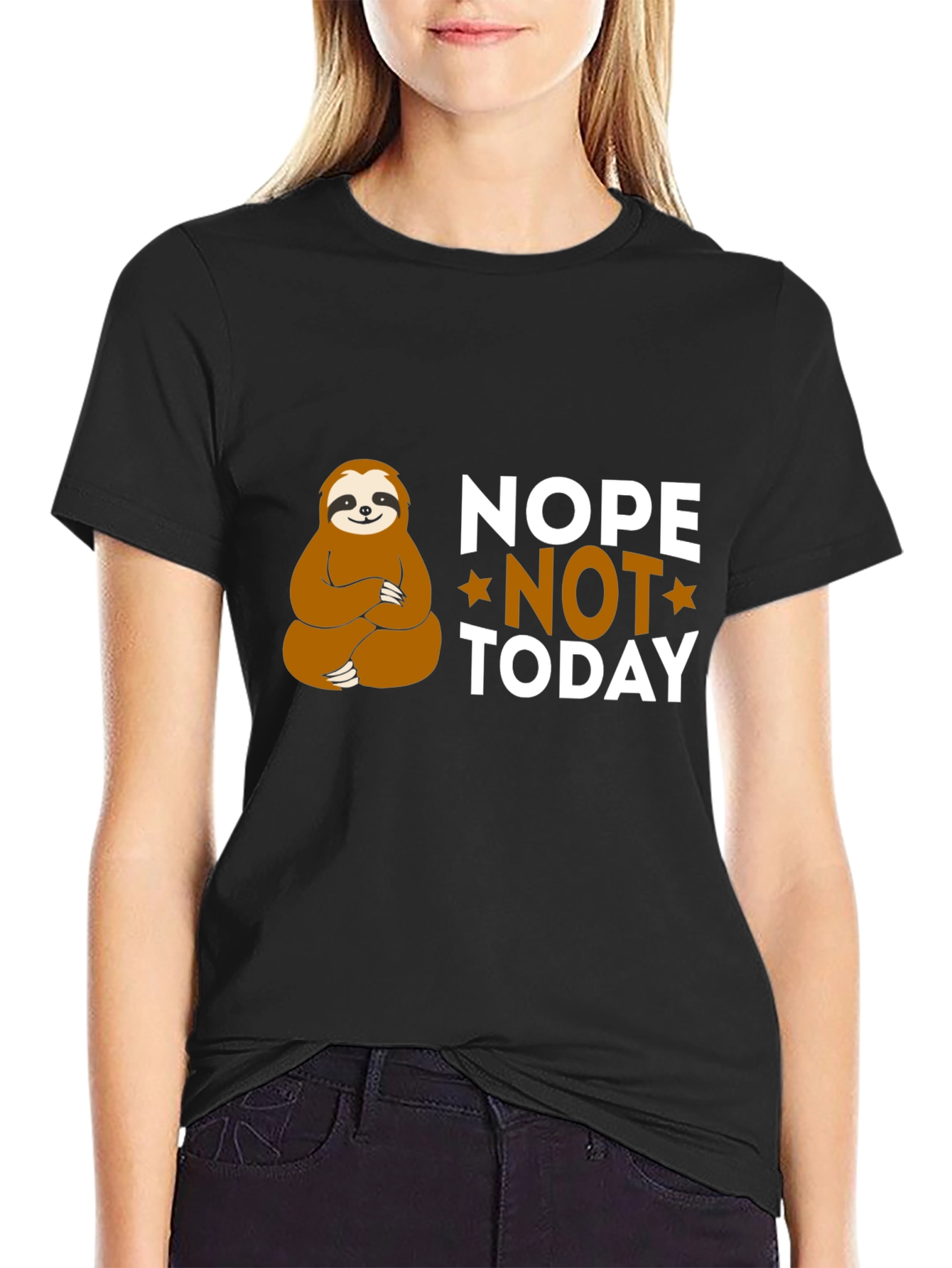 Nope Not Today Sloth Graphic T-Shirt - Relaxed Fit
