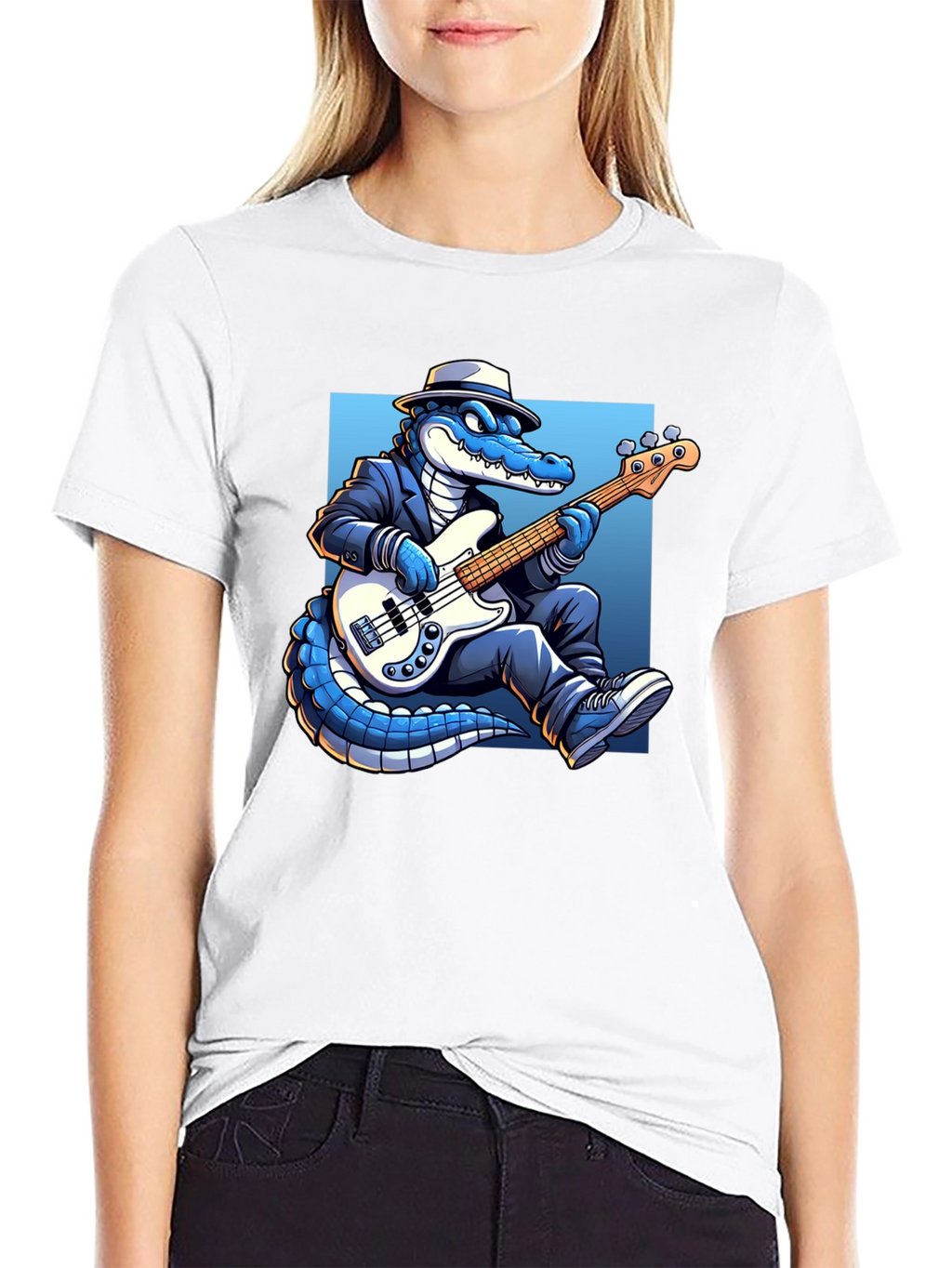 Cool Gator Playing Bass Guitar T-Shirt