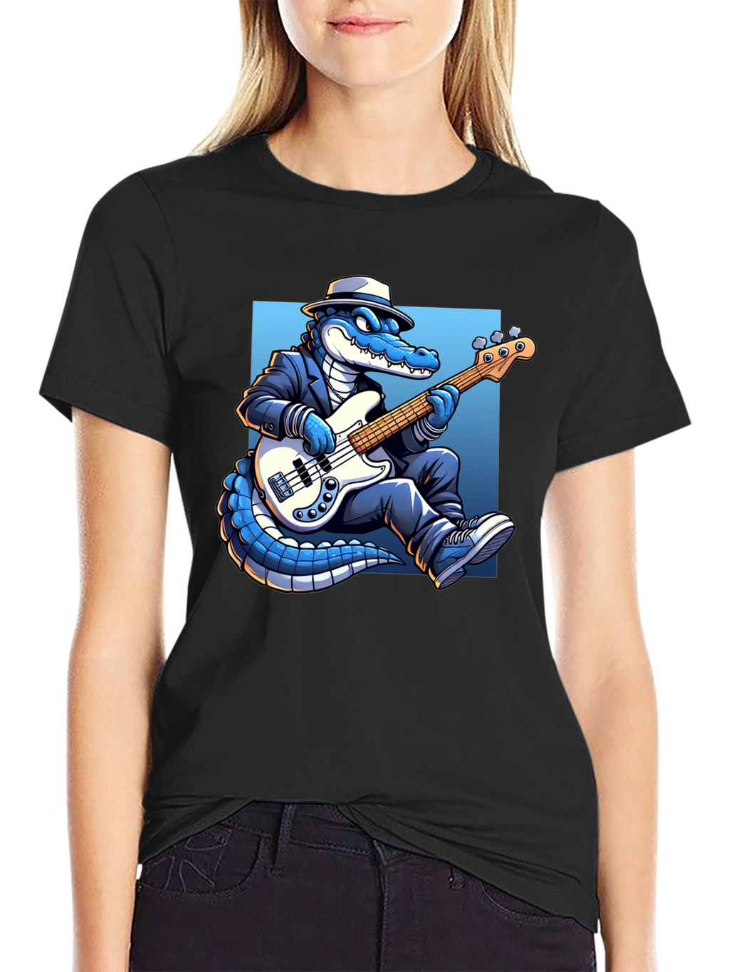 Cool Gator Playing Bass Guitar T-Shirt