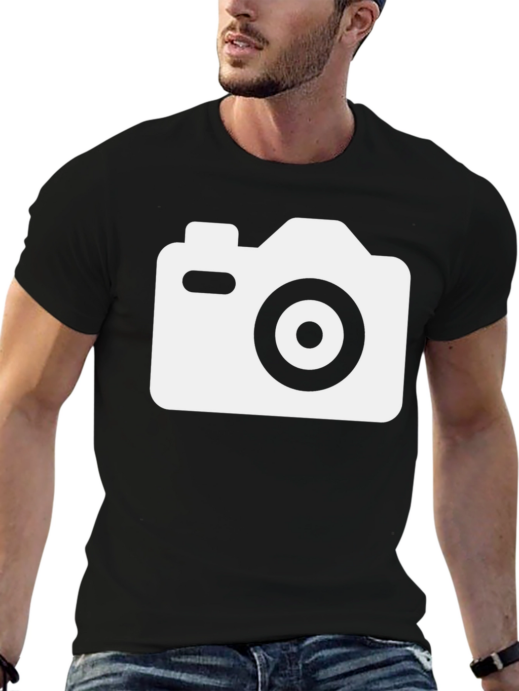 Camera Graphic T-Shirt - Black Cotton Tee