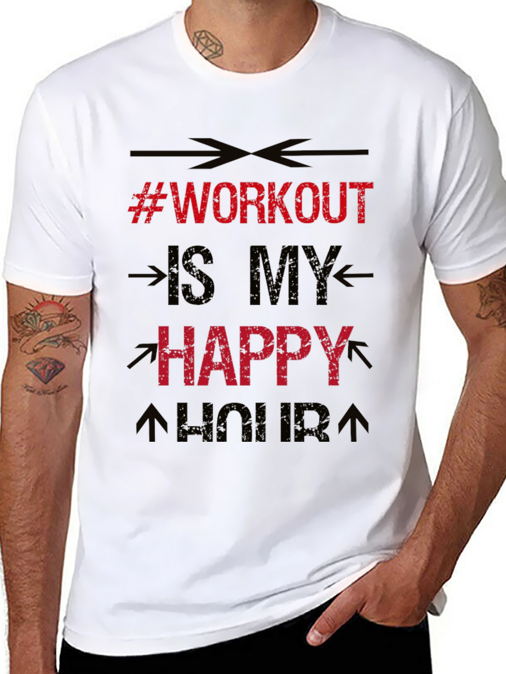 Workout is My Happy Hour Black T-Shirt