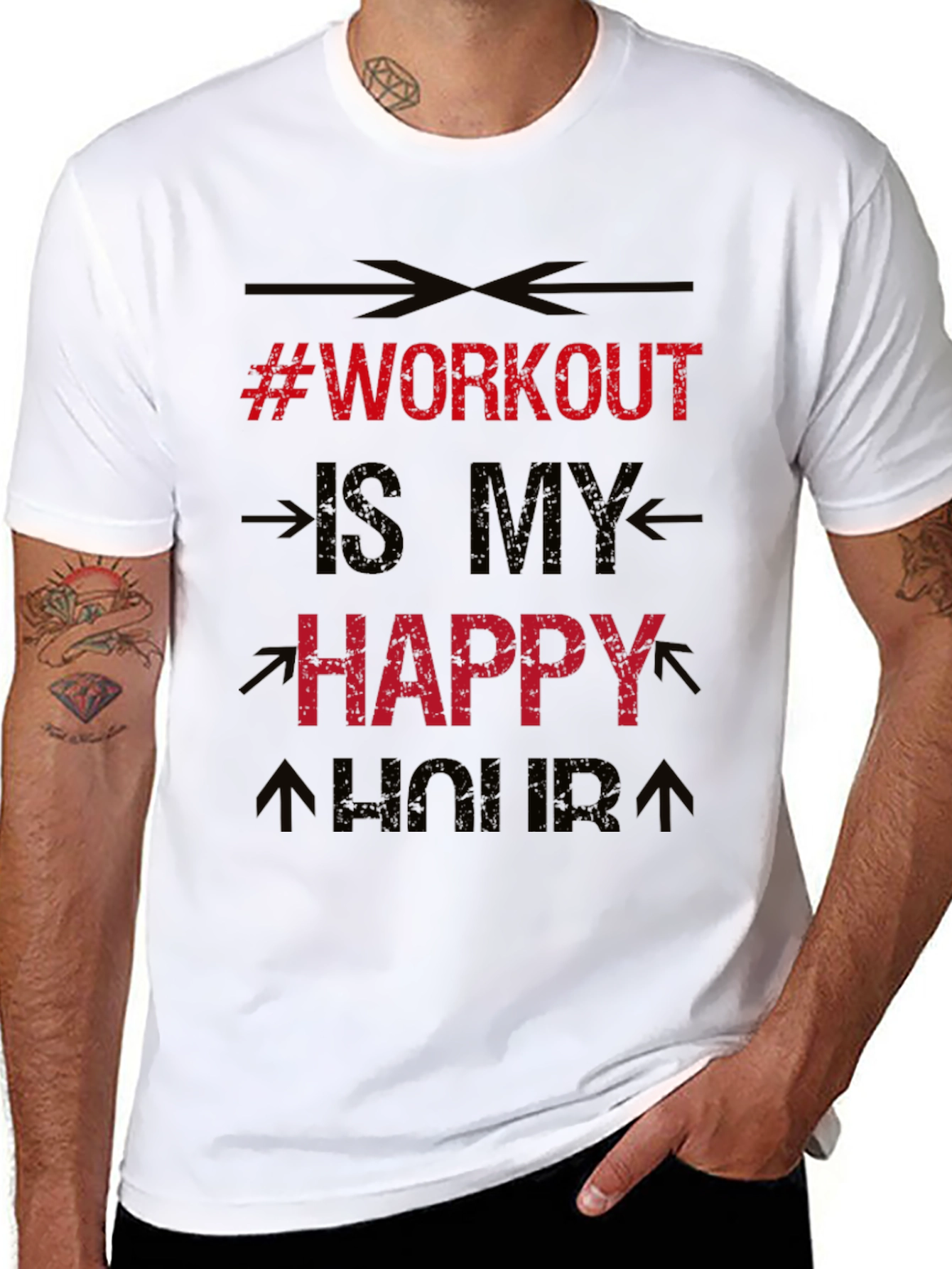 Workout is My Happy Hour Black T-Shirt