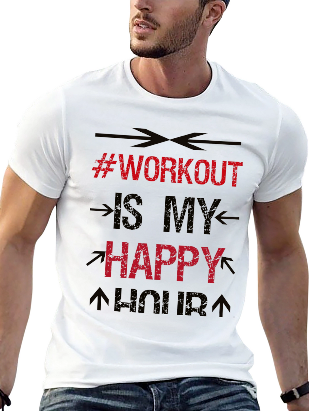 Workout is My Happy Hour Black T-Shirt