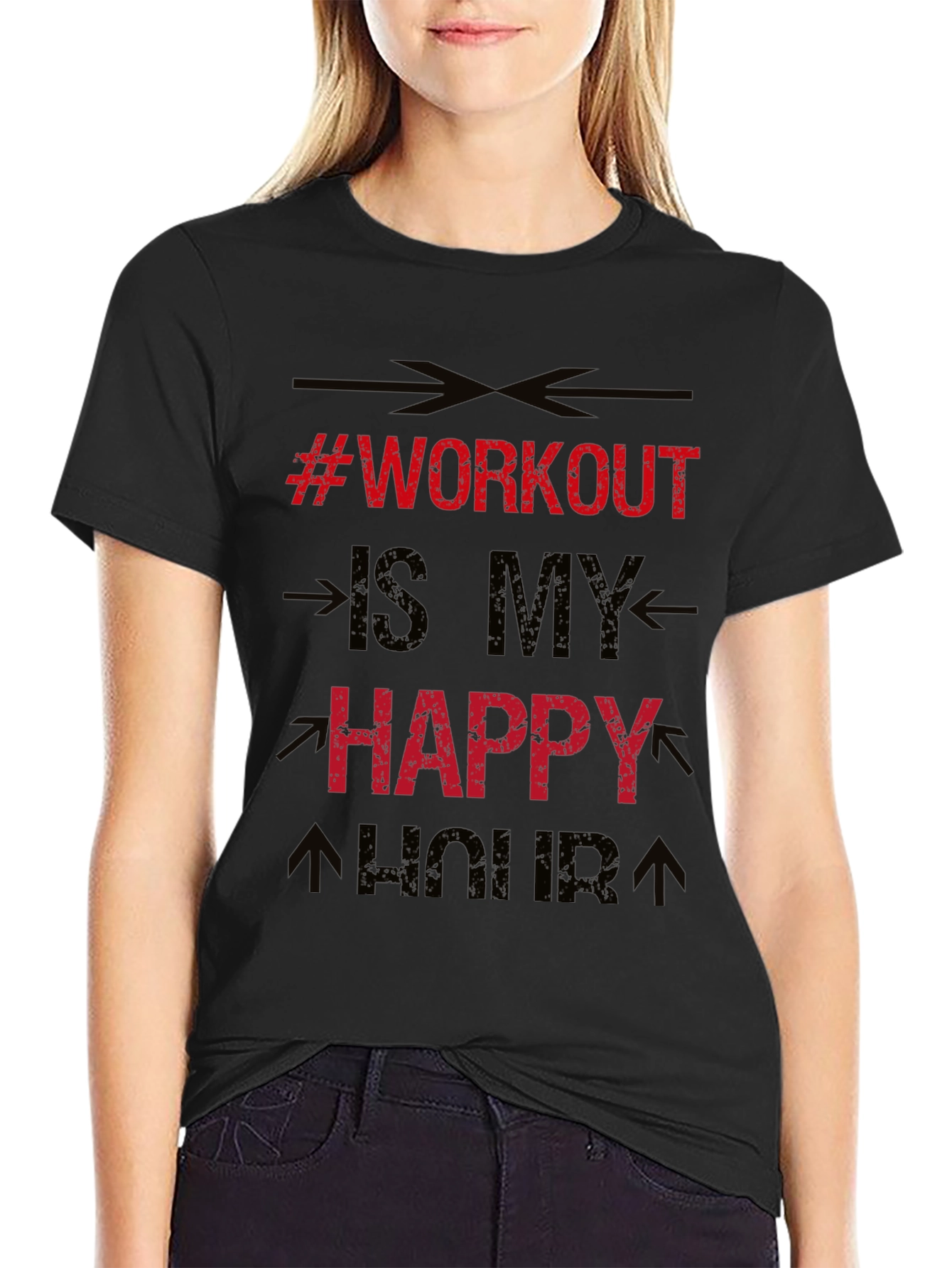 Workout is My Happy Hour Black T-Shirt