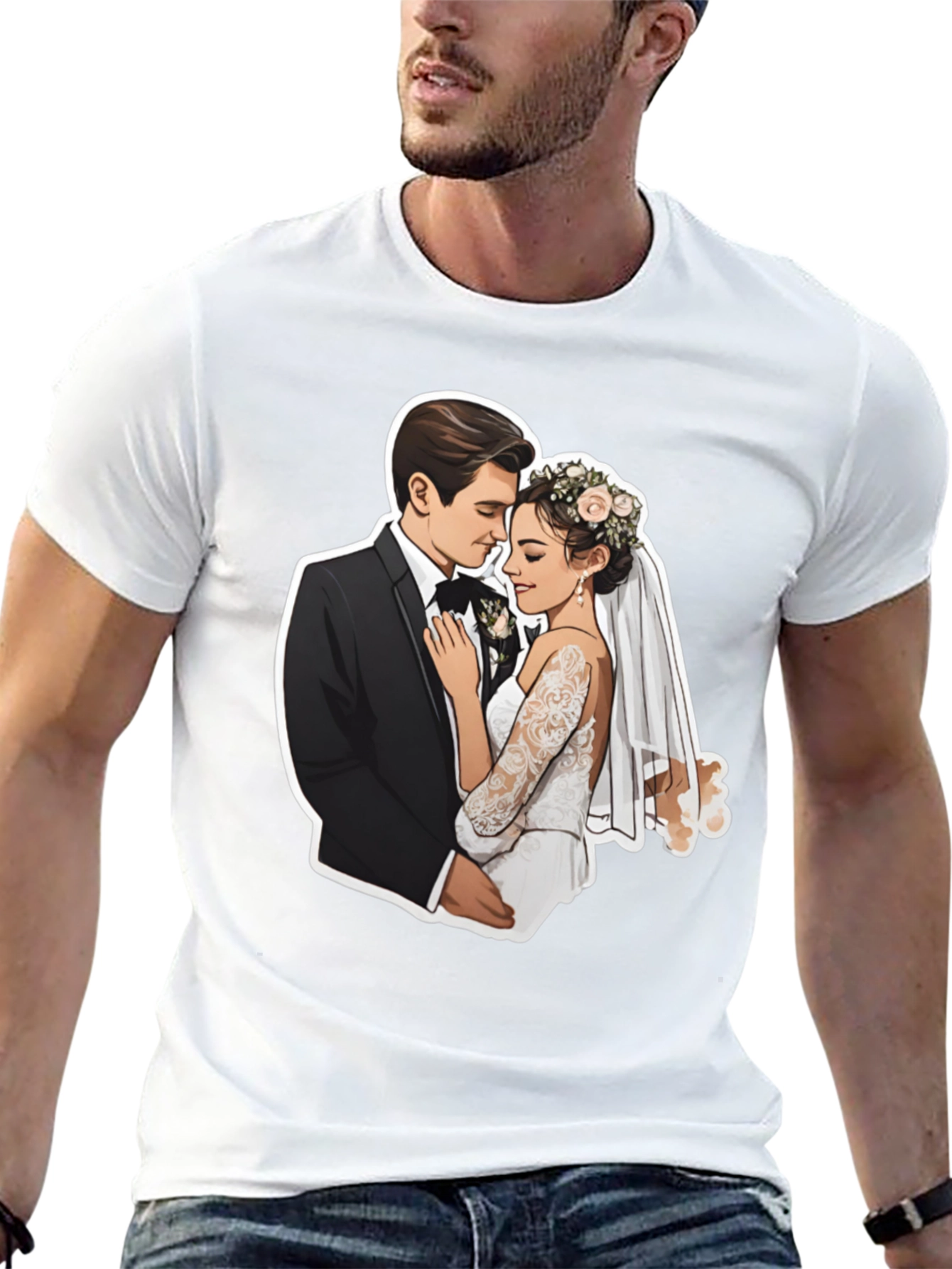 Romantic Wedding Couple Graphic Tee