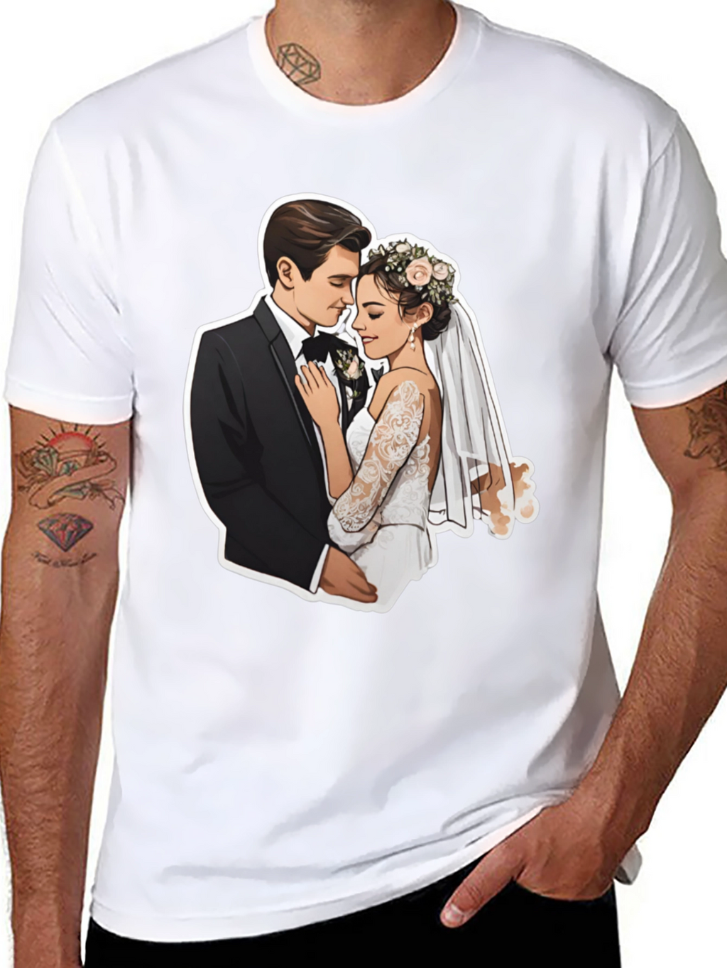 Romantic Wedding Couple Graphic Tee