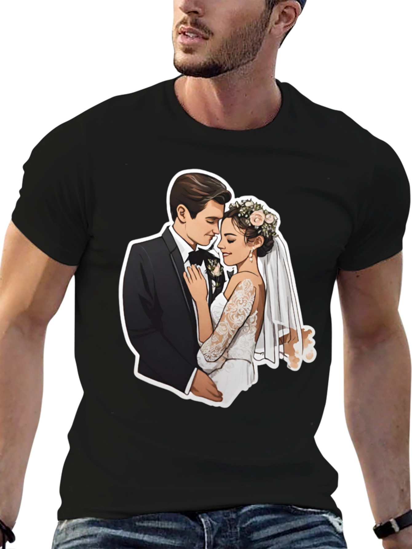 Romantic Wedding Couple Graphic Tee