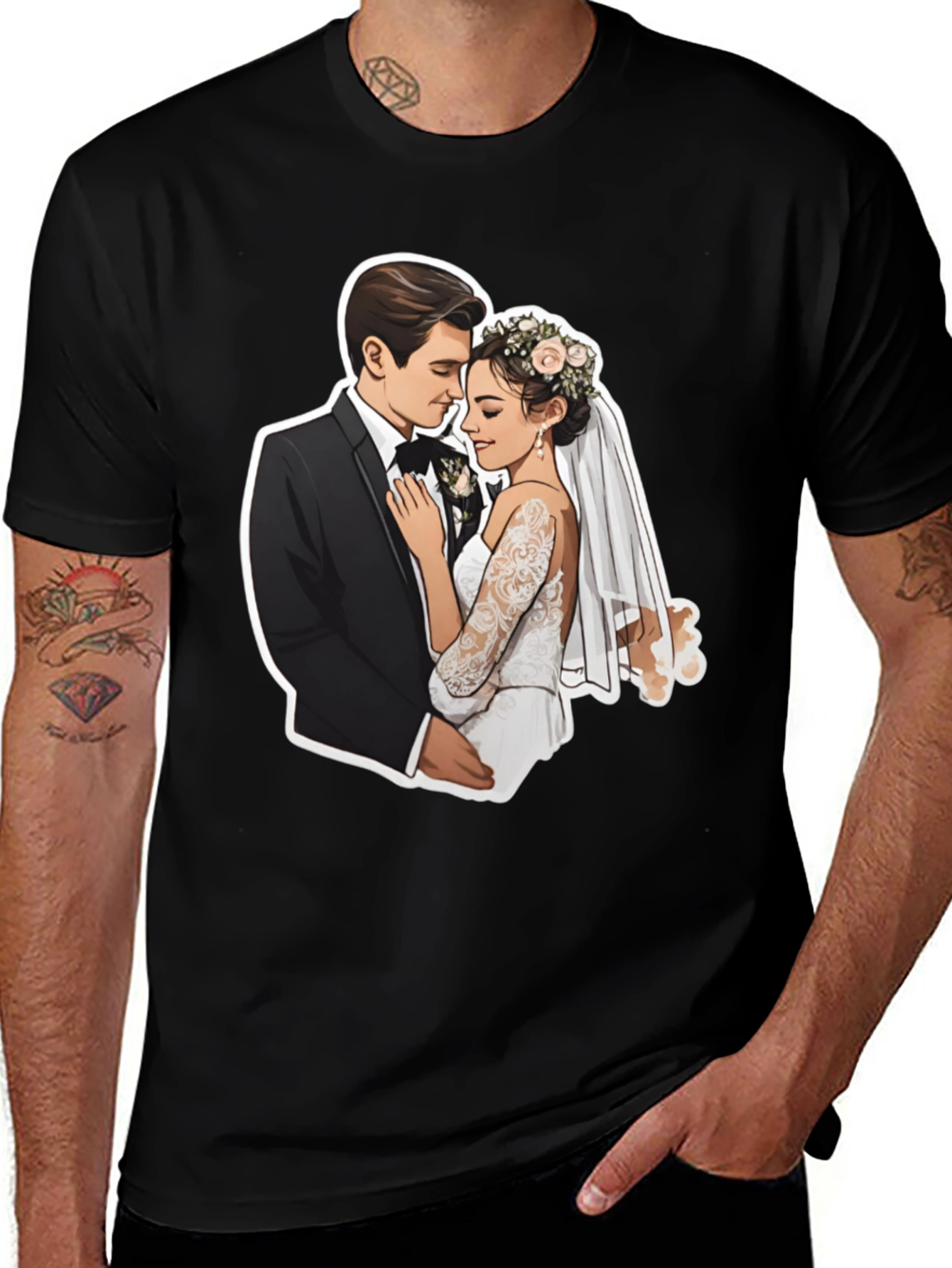 Romantic Wedding Couple Graphic Tee