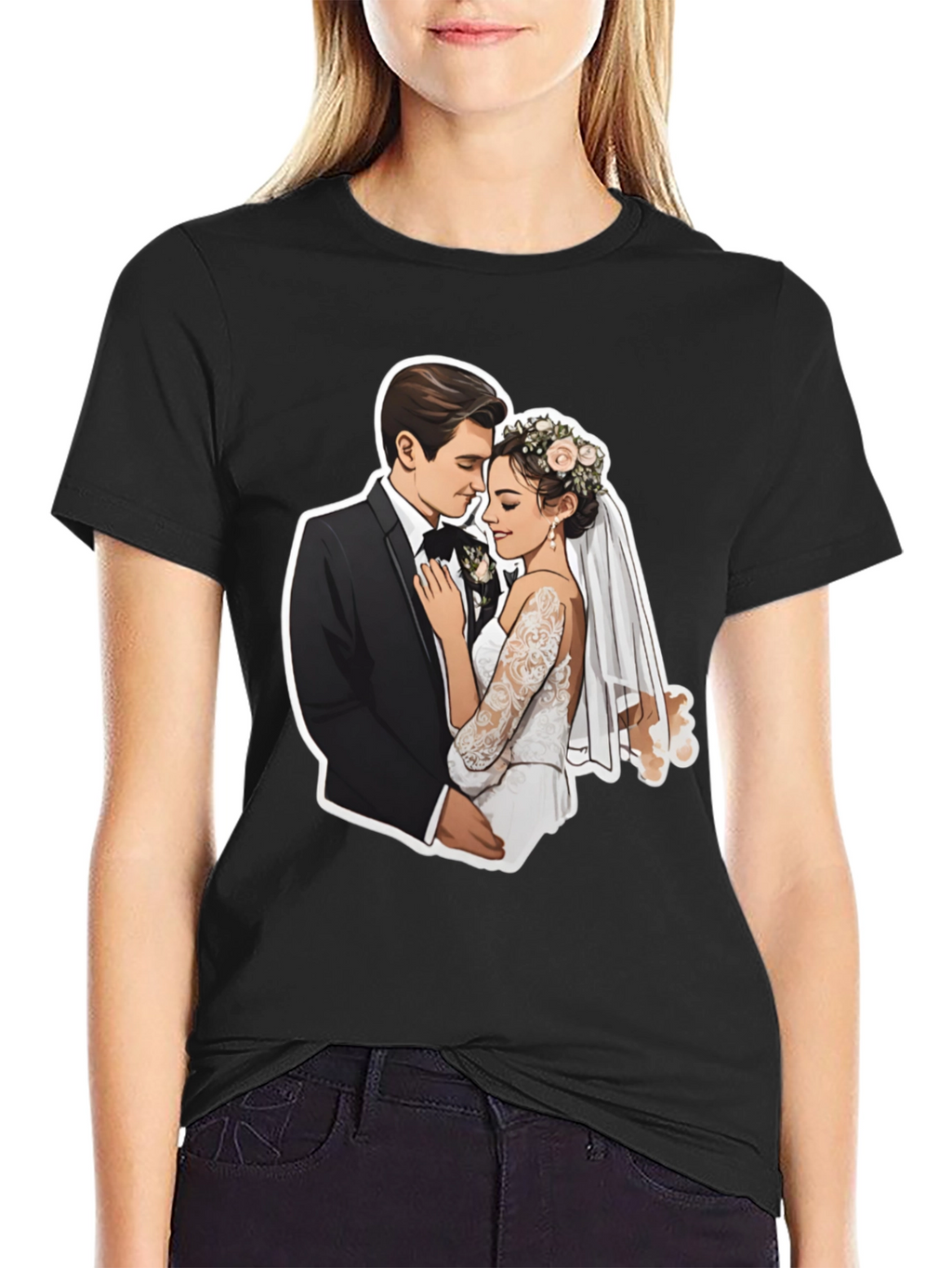 Romantic Wedding Couple Graphic Tee