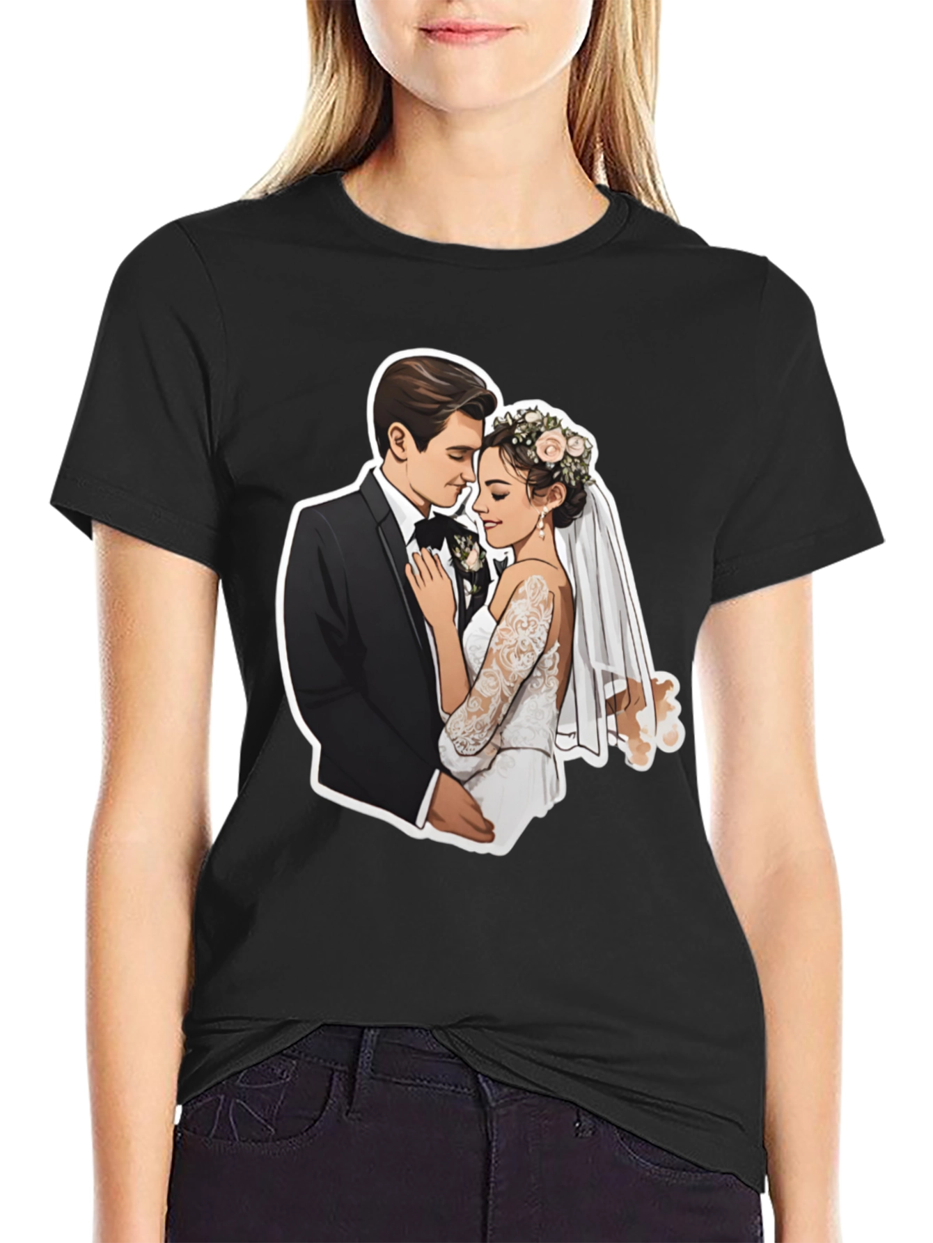Romantic Wedding Couple Graphic Tee