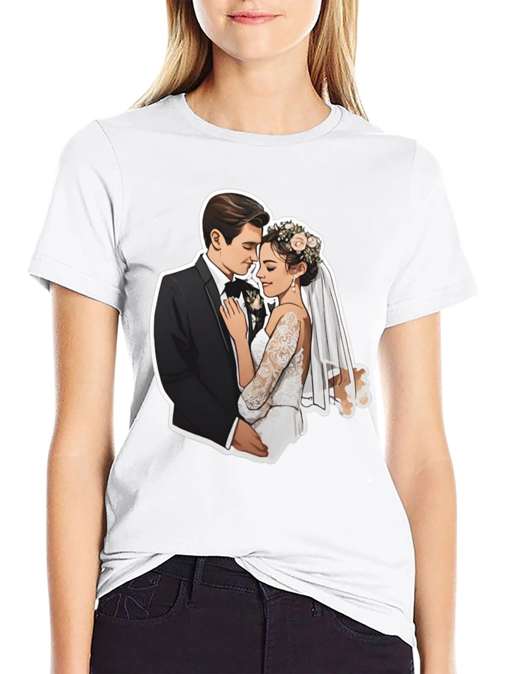 Romantic Wedding Couple Graphic Tee