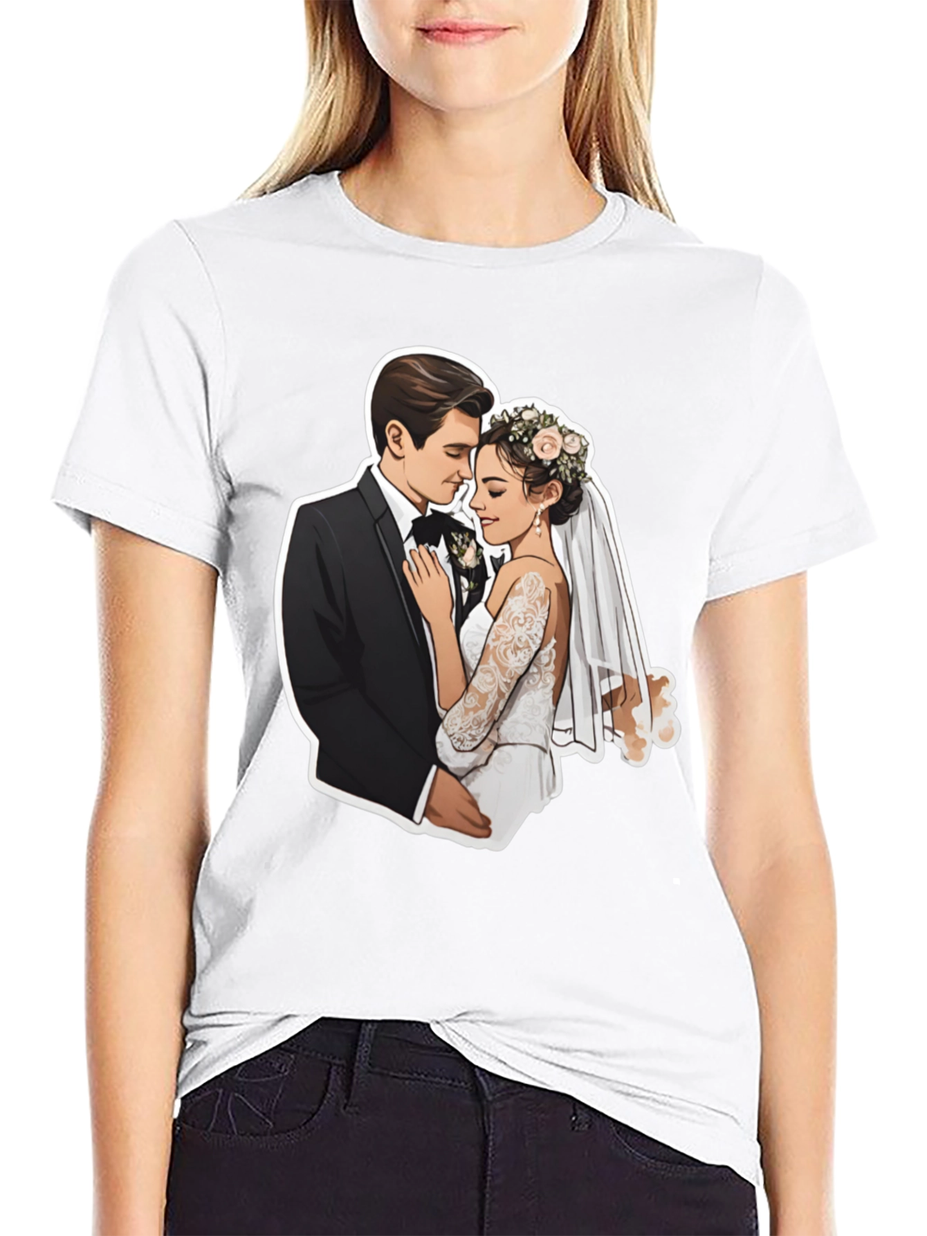 Romantic Wedding Couple Graphic Tee