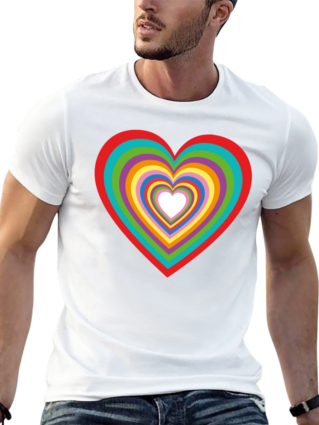 Rainbow Heart Graphic Tee - Stylish Cotton T-Shirt