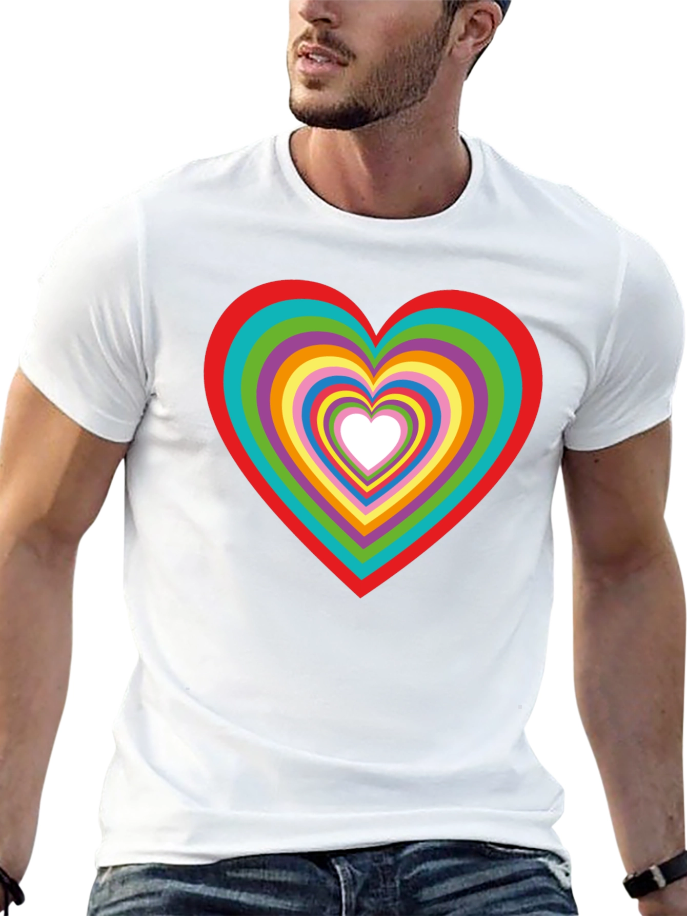 Rainbow Heart Graphic Tee - Stylish Cotton T-Shirt