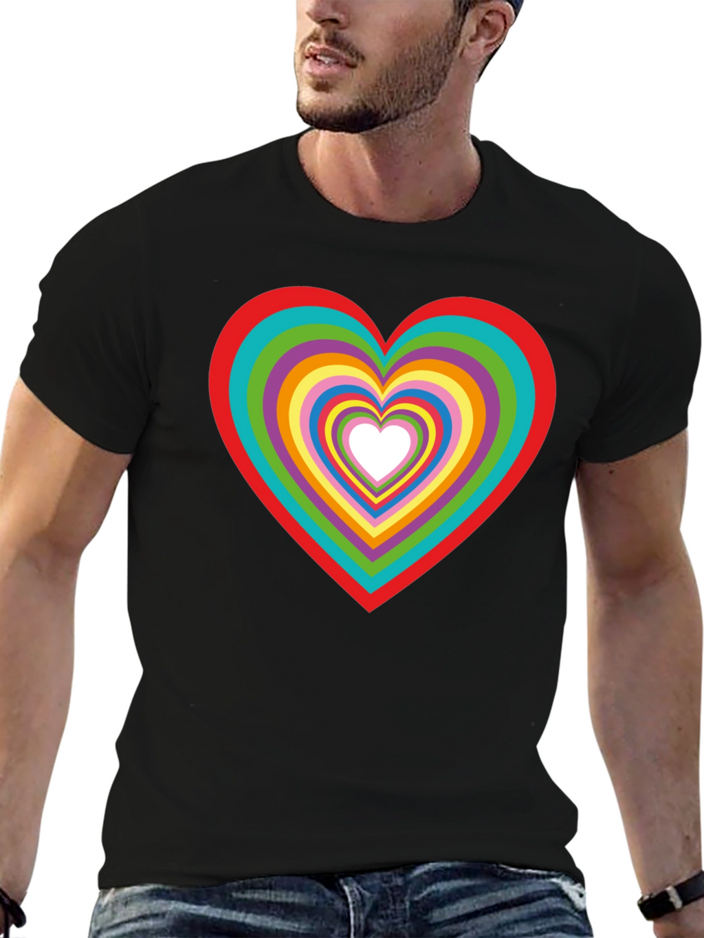 Rainbow Heart Graphic Tee - Stylish Cotton T-Shirt