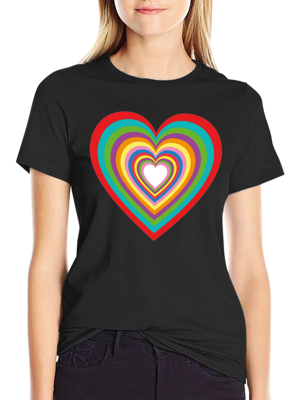 Rainbow Heart Graphic Tee - Stylish Cotton T-Shirt