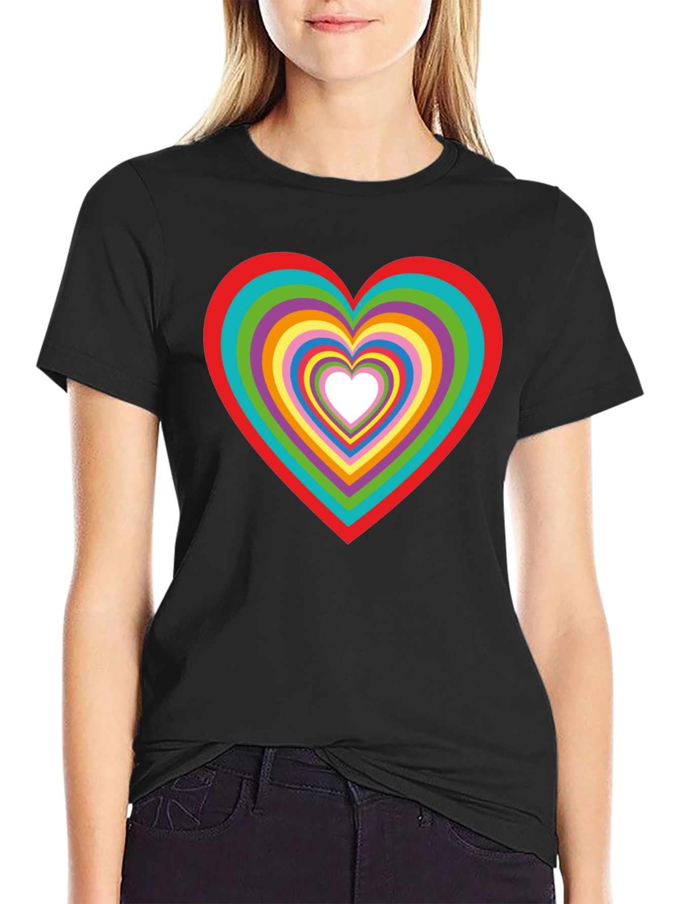 Rainbow Heart Graphic Tee - Stylish Cotton T-Shirt