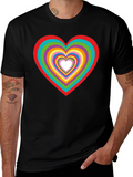 Rainbow Heart Graphic Tee - Stylish Cotton T-Shirt