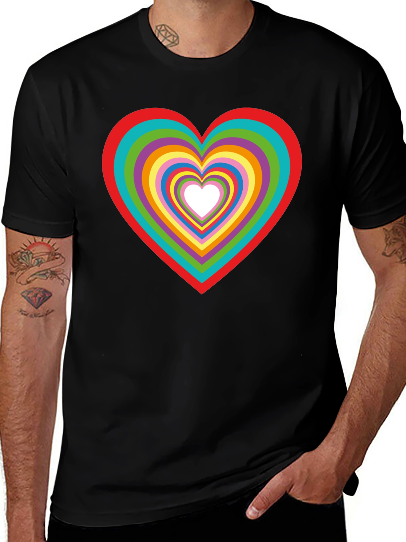 Rainbow Heart Graphic Tee - Stylish Cotton T-Shirt