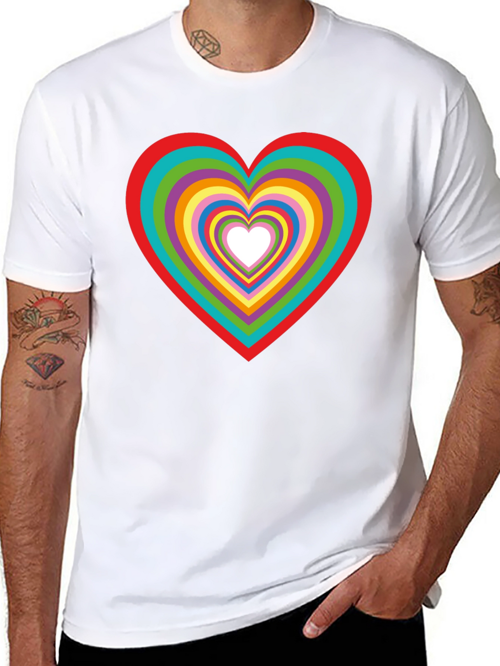 Rainbow Heart Graphic Tee - Stylish Cotton T-Shirt
