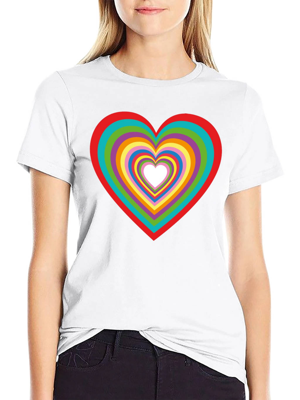 Rainbow Heart Graphic Tee - Stylish Cotton T-Shirt