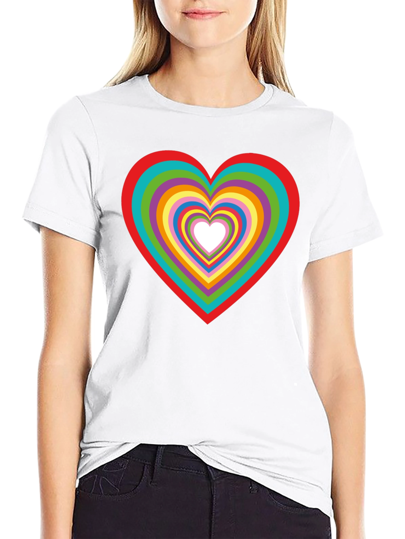 Rainbow Heart Graphic Tee - Stylish Cotton T-Shirt