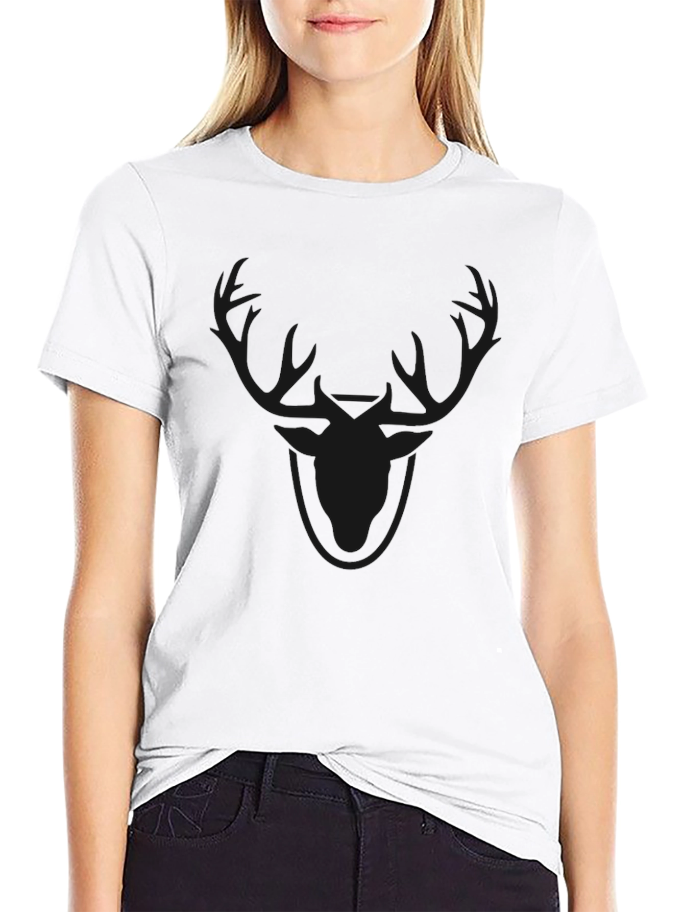 Mens Black Deer Graphic T-Shirt