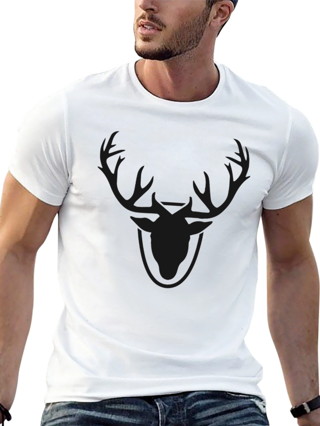 Mens Black Deer Graphic T-Shirt