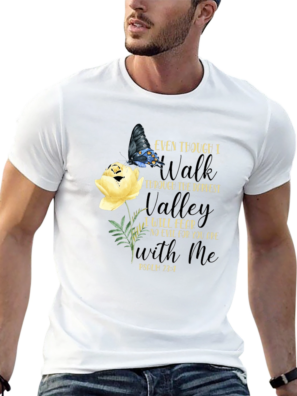 Faith-Based Butterfly Floral T-Shirt
