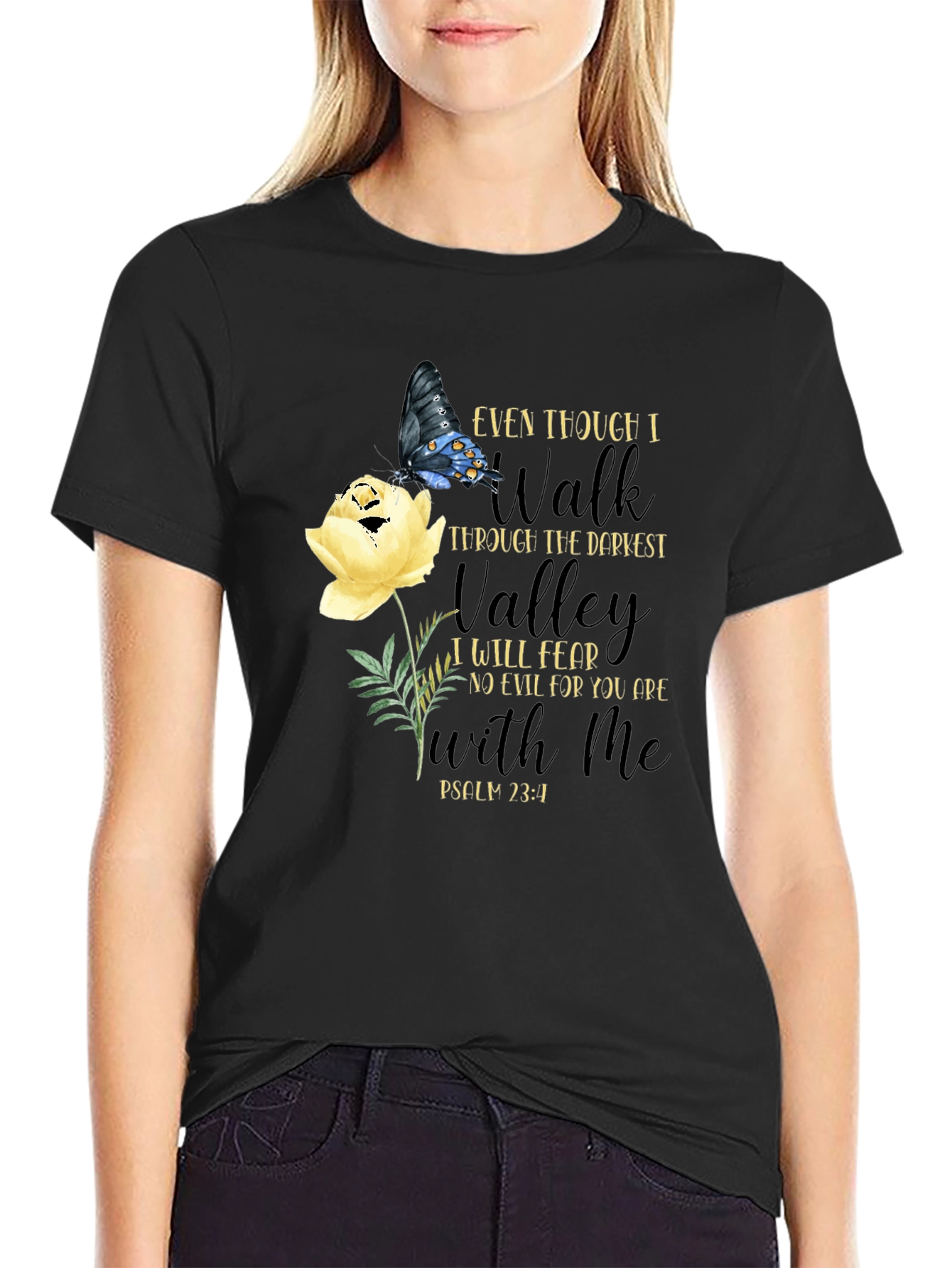 Faith-Based Butterfly Floral T-Shirt