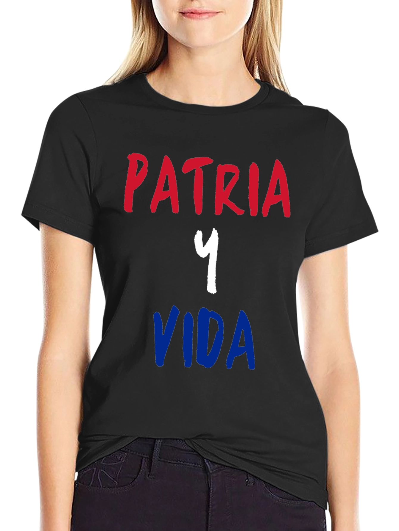 Patria Y Vida T-Shirt - Black Short Sleeve Tee