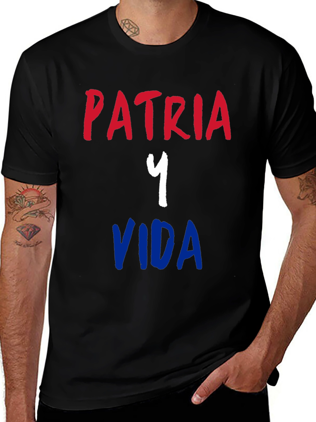 Patria Y Vida T-Shirt - Black Short Sleeve Tee
