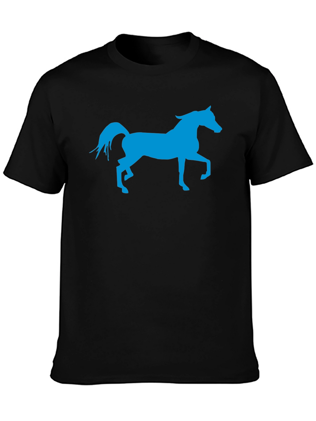 Blue Horse Graphic Black T-Shirt