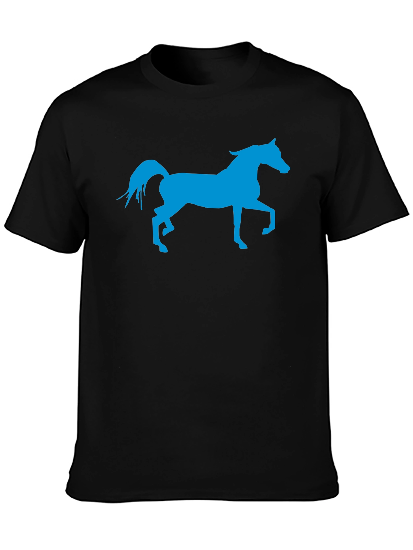 Blue Horse Graphic Black T-Shirt
