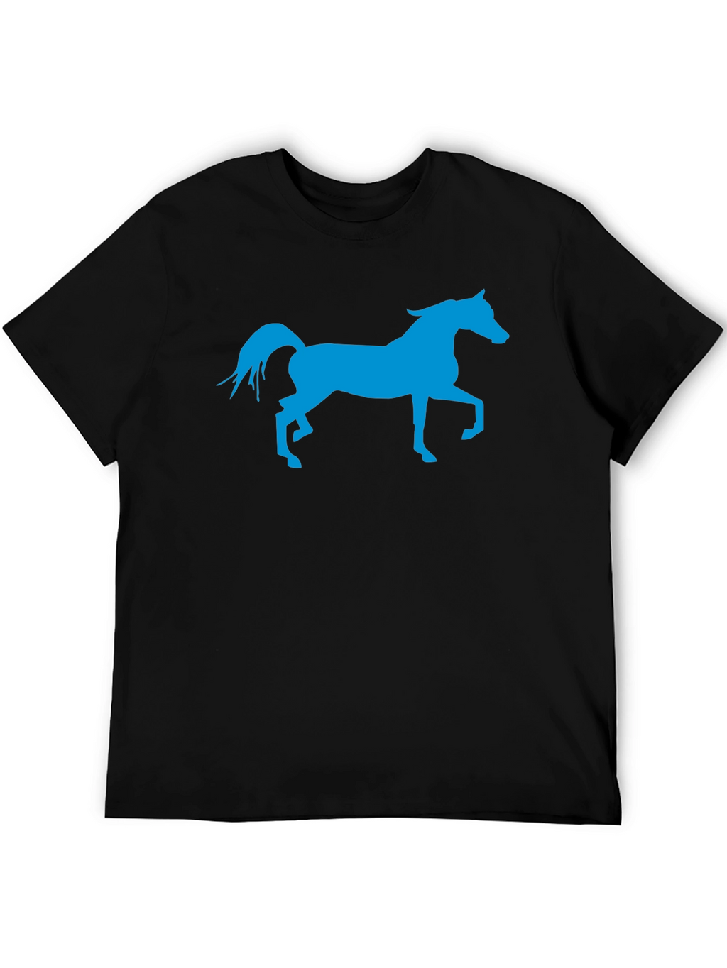 Blue Horse Graphic Black T-Shirt