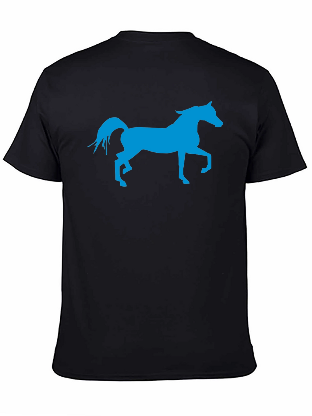 Blue Horse Graphic Black T-Shirt